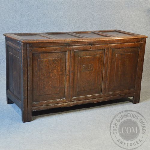fig 2. Antique Oak Coffer Box Trunk Chest Storage Cabinet English Georgian c1750