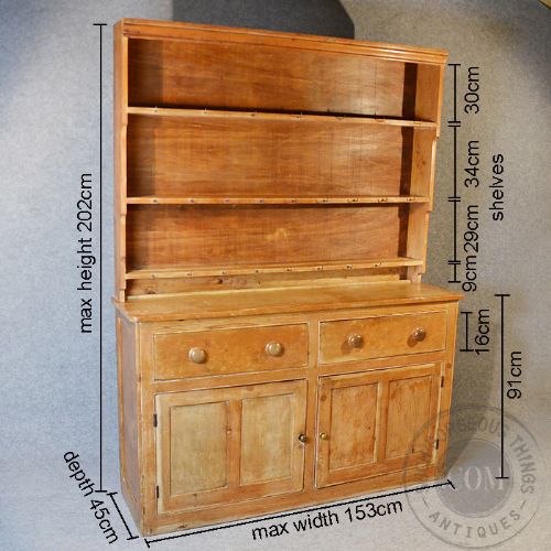 fig 1. Antique Victorian Pine Dresser Welsh Country Kitchen Display Rack Cabinet c1900