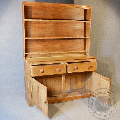 fig 2. Antique Victorian Pine Dresser Welsh Country Kitchen Display Rack Cabinet c1900