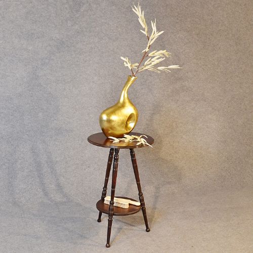 Antique Two Tier Mahogany Occasional Side Lamp Cricket Tripod Table C1910