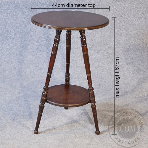fig 1. Antique Two Tier Mahogany Occasional Side Lamp Cricket Tripod Table c1910