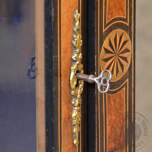 fig 3. Antique Pier Display Cabinet Ormolu Mounts & Inlaid Victorian Ebonized c1880
