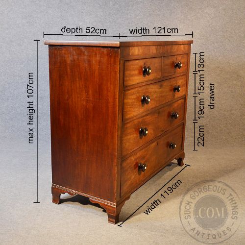 fig 1. Antique Chest Drawers English Georgian Quality Oak & Mahogany Low Tallboy c1770