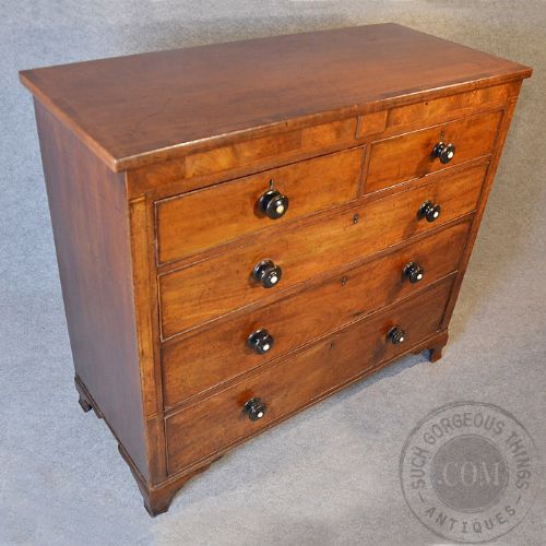 fig 2. Antique Chest Drawers English Georgian Quality Oak & Mahogany Low Tallboy c1770