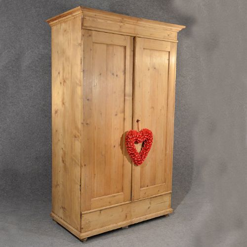 Antique Wardrobe Original Quality Victorian Pine Double Door C1890