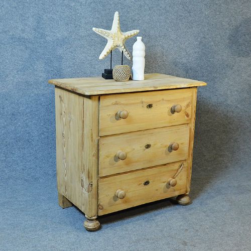 Antique Chest Drawers Original Quality Victorian Pine Three Drawer C1890