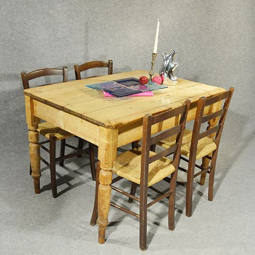 Antique Victorian Pine Kitchen Dining Table 4 - 6 Four to Six Seater C1900