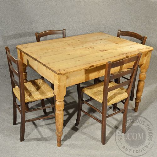 fig 2. Antique Victorian Pine Kitchen Dining Table 4 - 6 Four to Six Seater c1900