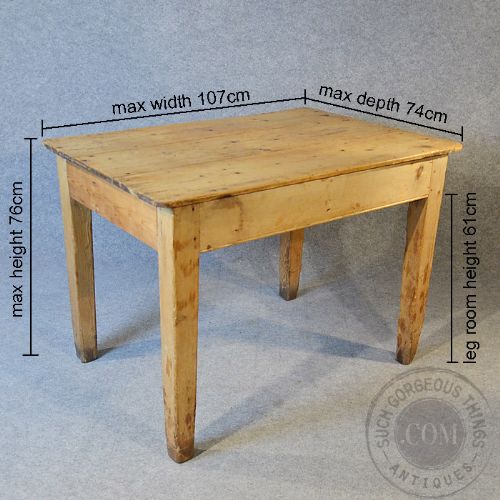 fig 1. Antique Victorian Pine Kitchen Dining Table 2 - 4 Two to Four Seater c1900