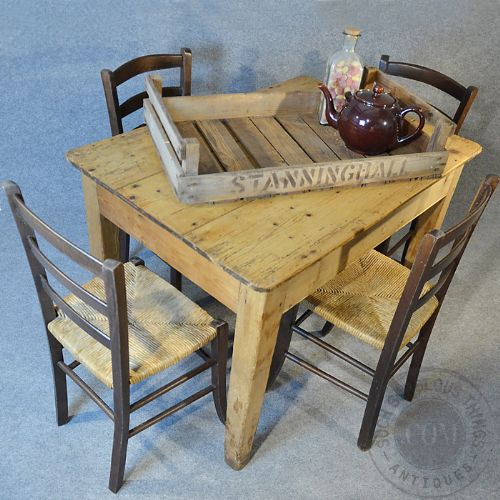 fig 3. Antique Victorian Pine Kitchen Dining Table 2 - 4 Two to Four Seater c1900