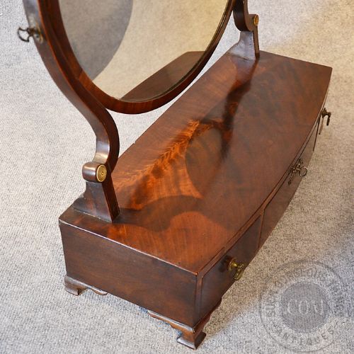 fig 2. Antique Dressing Vanity Swing Cosmetic Toilet Mirror Oval Triple Drawer c1800