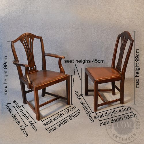 fig 1. Antique Set 6 Six Dining Chairs Victorian Hepplewhite Revival With Carvers c1870