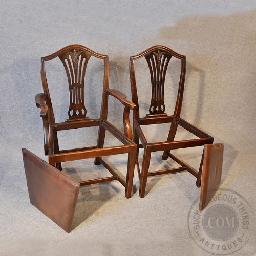 fig 2. Antique Set 6 Six Dining Chairs Victorian Hepplewhite Revival With Carvers c1870