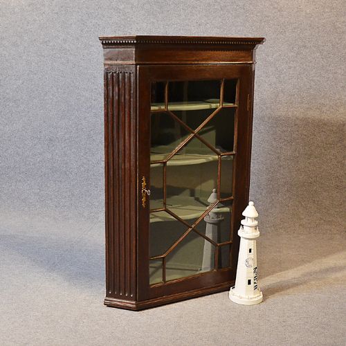 Antique Corner Cupboard Glazed Wall Display Cabinet English Oak