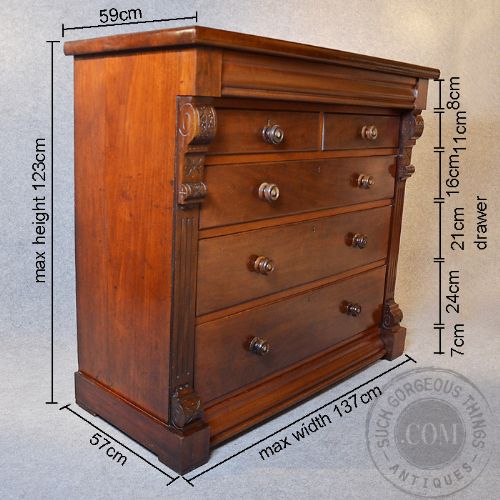 fig 1. Antique Chest Drawers Large Scottish Victorian Mahogany Tallboy Quality c1880