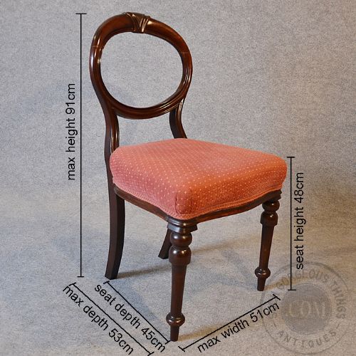fig 1. Antique Set 4 Four Balloon Back Dining Chairs English Victorian Mahogany c1870