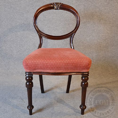fig 3. Antique Set 4 Four Balloon Back Dining Chairs English Victorian Mahogany c1870