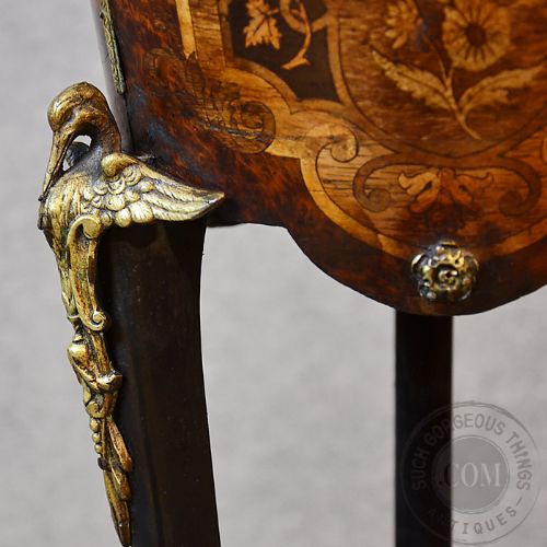 fig 2. Antique French Plant Stand Pot Jardiniere Gilt Metal & Marquetry Inlay c1870