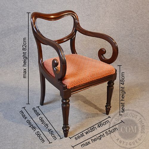 fig 1. Antique Scroll Arm Armchair Elbow Office Desk Study Chair English Buckle c1835
