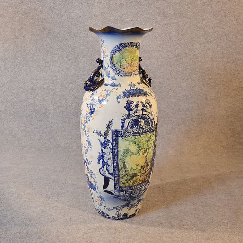 Art Deco Antique Vase Large Tall Porcelain China Baluster Urn Planter C1940