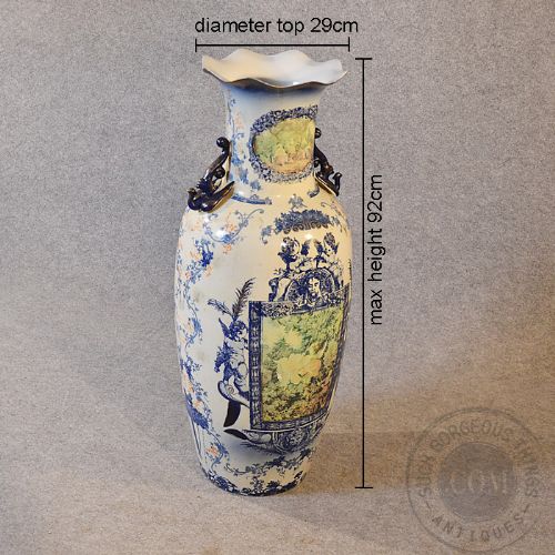 fig 1. Art Deco Antique Vase Large Tall Porcelain China Baluster Urn Planter c1940