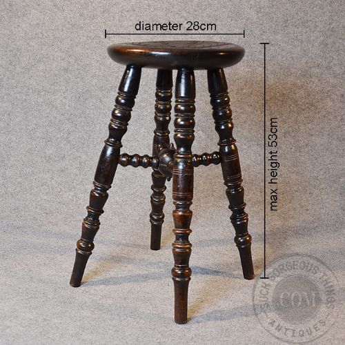 fig 1. Antique Oak Lace Makers Milking Stool Four Leg Country Seat c1800