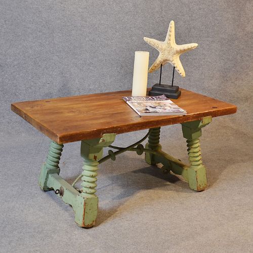Antique Coffee Table French Country Rustic Chic Low Sofa Magazine Pine C1900