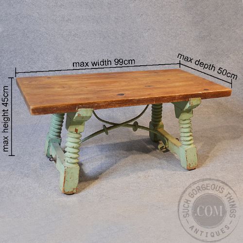 fig 1. Antique Coffee Table French Country Rustic Chic Low Sofa Magazine Pine c1900