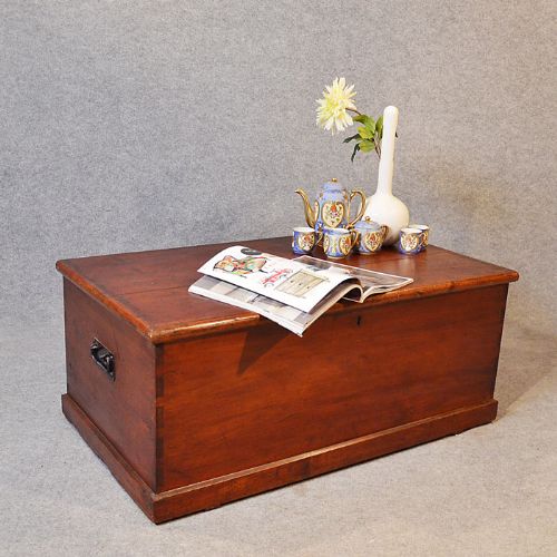 Antique Coffee Table Blanket Box Chest Shipping Trunk English Victorian C1870