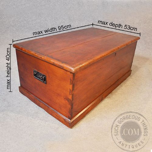 fig 1. Antique Coffee Table Blanket Box Chest Shipping Trunk English Victorian c1870