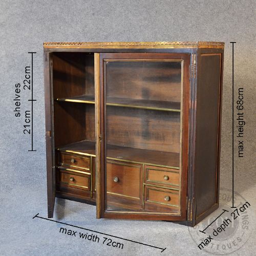 fig 1. Antique Specimen Display Collectors Cabinet Victorian Brass Trimmed c1880