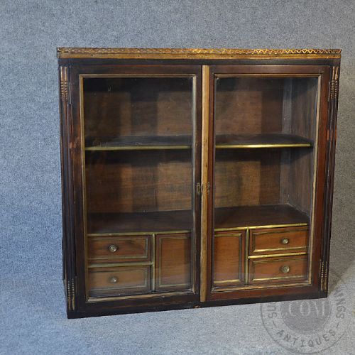 fig 2. Antique Specimen Display Collectors Cabinet Victorian Brass Trimmed c1880
