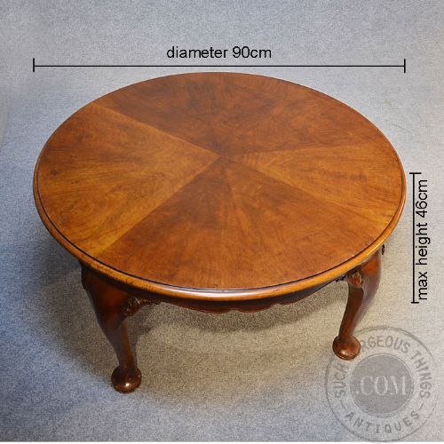 fig 1. Antique Coffee Table Low Round Sofa Circular Magazine Occasional Mahogany c1900