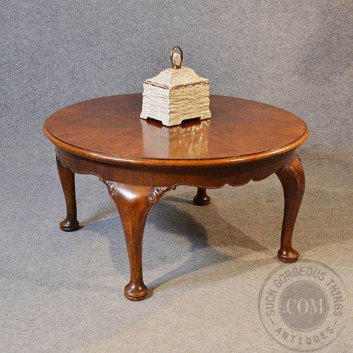 fig 2. Antique Coffee Table Low Round Sofa Circular Magazine Occasional Mahogany c1900