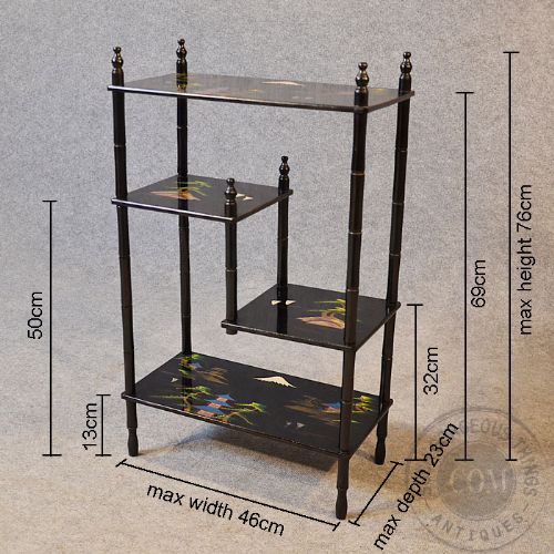 fig 1. Antique What Not Bookcase Japanese Display Shelves Oriental Open Display c1890