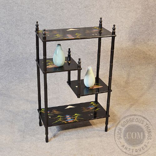 fig 2. Antique What Not Bookcase Japanese Display Shelves Oriental Open Display c1890