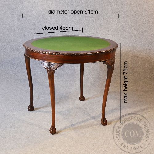 fig 1. Antique Quality Demi Lune Folding Tea Games Sofa Card Table Mahogany c1900