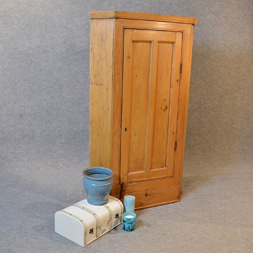 Antique Victorian Pine Corner Cupboard Wall Hanging Cabinet English C1900