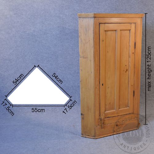 fig 1. Antique Victorian Pine Corner Cupboard Wall Hanging Cabinet English c1900