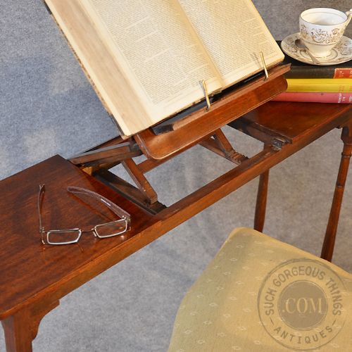 fig 2. Antique Reading Table Book Rest Lectern Stand English Victorian Mahogany c1850