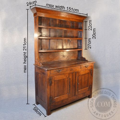 fig 1. Antique French Elm Country Welsh Dresser Display Kitchen Buffet c1800