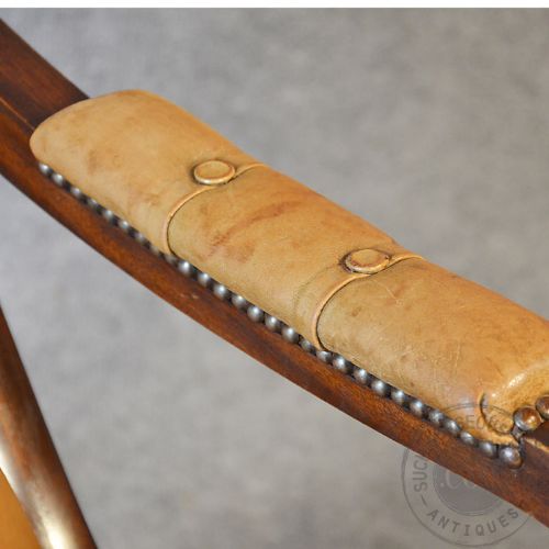 fig 2. Antique Leather Rocking Study Chair Lounger Armchair Mahogany English c1900