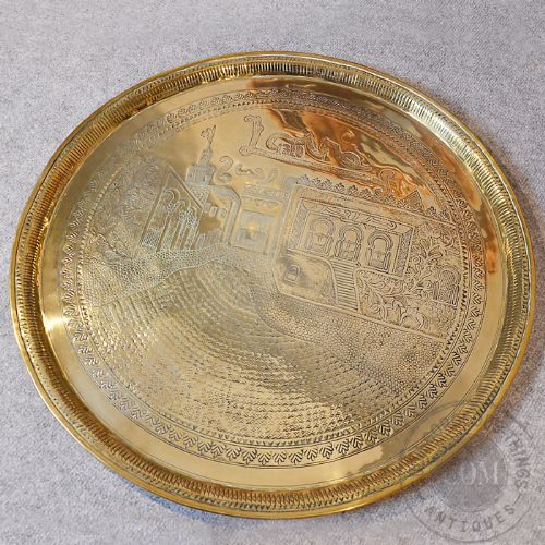 fig 4. Antique Berber Benares Brass Tray Lamp Table Quality Bamboo Folding Stand c1880