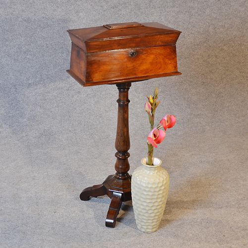 Antique Tea Poy Caddy on Rosewood Stand English Regency C1820