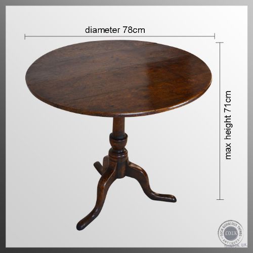 fig 1. Antique Oak English Georgian Tripod Table Wine Lamp Side Occasional Round c1780