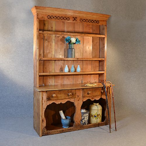 Antique Victorian Pine Dresser Welsh Country Kitchen Display Rack Cabinet C1900