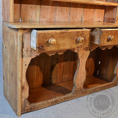 fig 2. Antique Victorian Pine Dresser Welsh Country Kitchen Display Rack Cabinet c1900