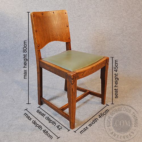 fig 1. Antique Set 4 Four Oak Kitchen or Dining Chairs Edwardian c1910