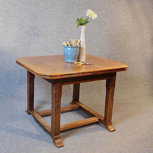 Antique Oak Kitchen Dining Table Extending Draw Leaf 4-6 Seater Edwardian C1910