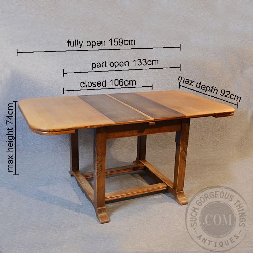 fig 1. Antique Oak Kitchen Dining Table Extending Draw Leaf 4-6 Seater Edwardian c1910